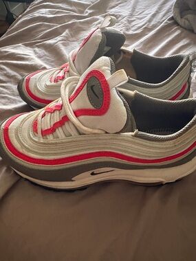Nike Air Max 97 in White, Gray & Pink-Red Accents
